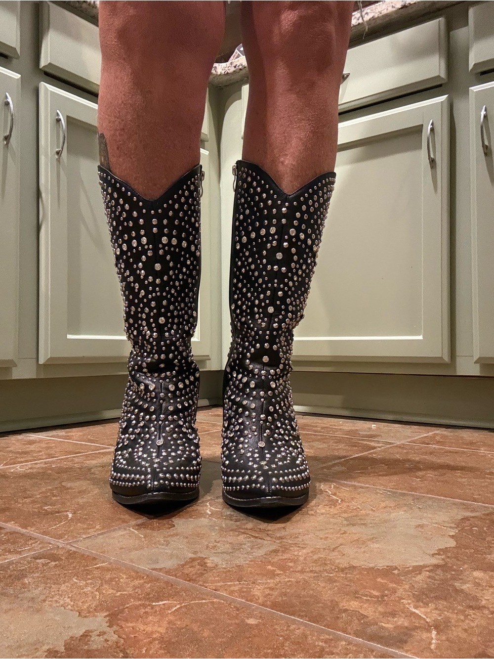 Corkys Black Studded Knee-High Boots